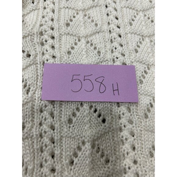 Vintage Just For Women White Crochet Button-Up Cardigan Sweater Sz 1X - Picture 9 of 10
